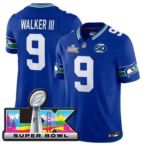 Seattle Seahawks Kenneth Walker III Super Bowl LX Royal Jersey