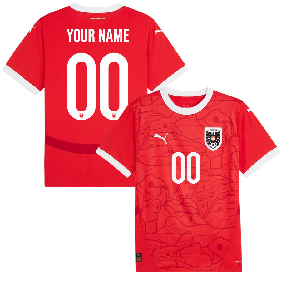 Austria National Team 2024/25 Custom Home Men Jersey - Red