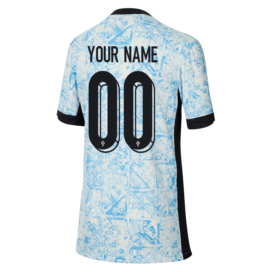 Portugal National Team 2024/25 Away YOUTH Custom Jersey - Cream/Blue