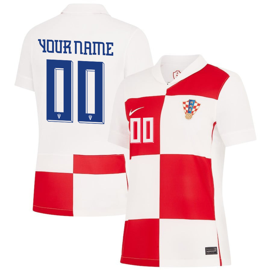 Croatia National Team 2024 Home WOMEN Custom Jersey - White