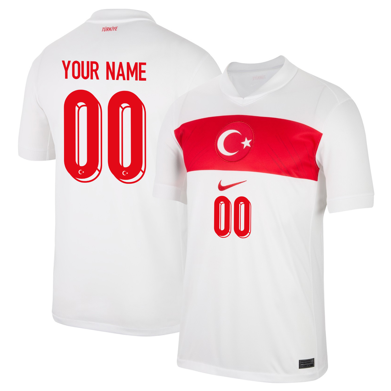 Turkey National Team 2024 Home Stadium Custom Men Jersey - White