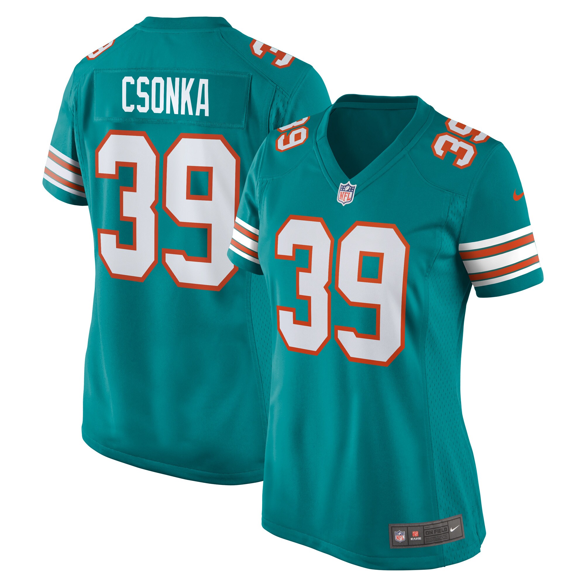 Larry Csonka Miami Dolphins  Women's Retired Player Jersey - Aqua