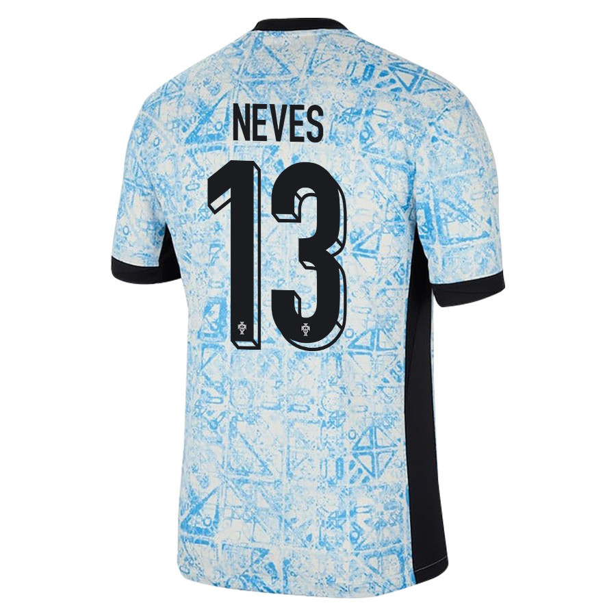 João Neves 13 Portugal National Team 2024/25 Away Men Jersey - Cream/Blue
