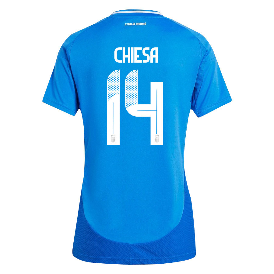 Federico Chiesa 14 Italy National Team 2024/25 Home Women Jersey - Blue