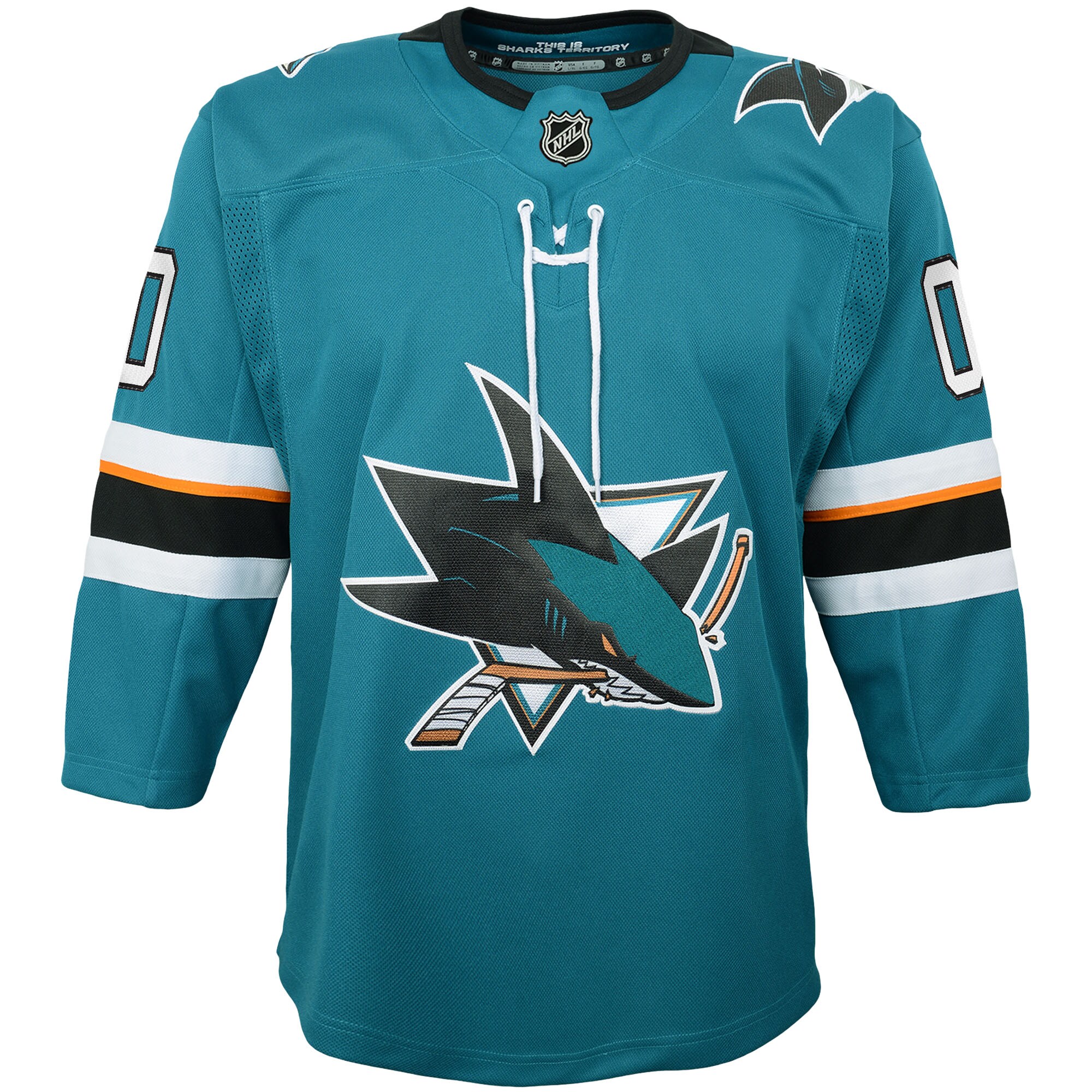 San Jose Sharks Youth 2019\/20 Home Premier Custom Jersey - Teal