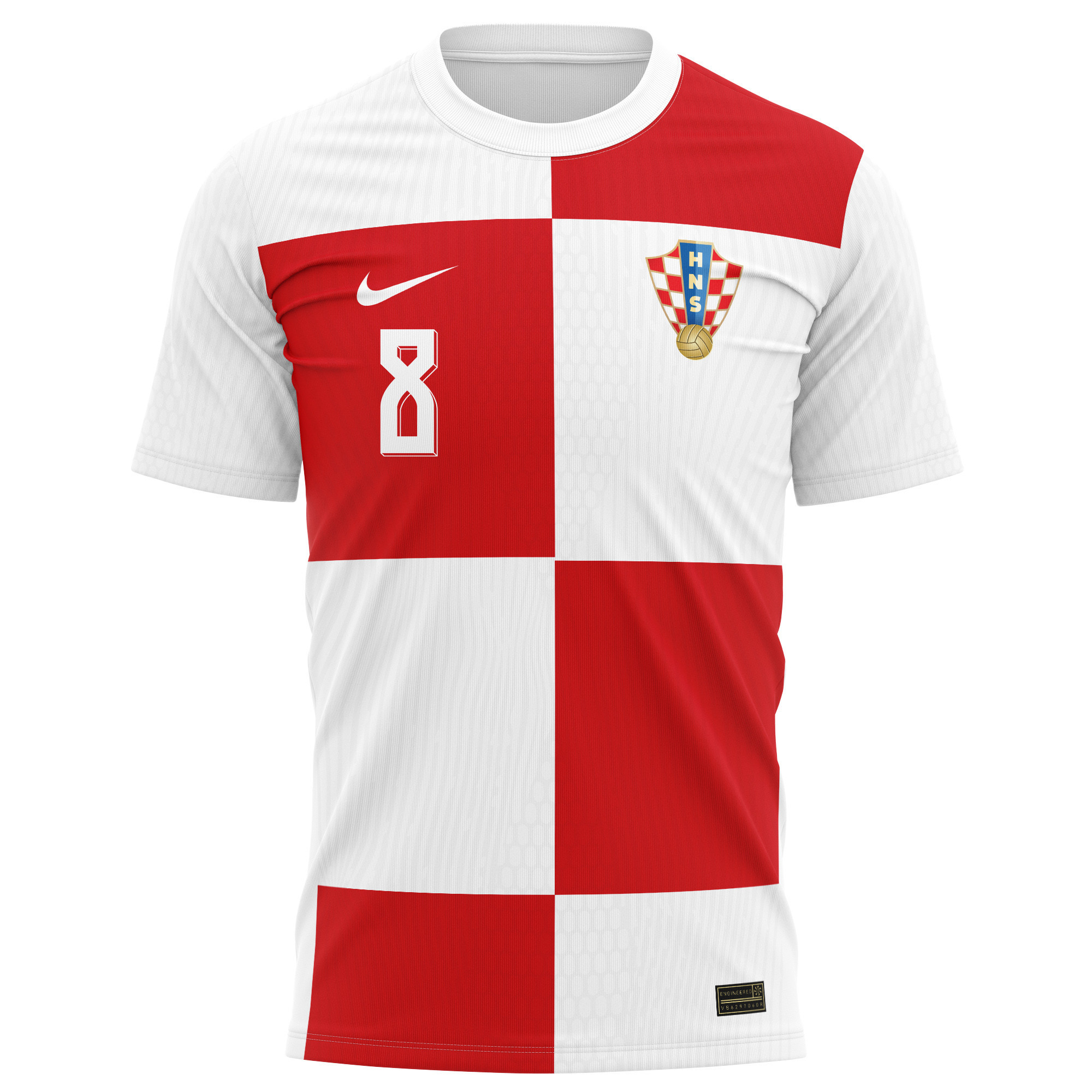 Mateo Kovačić 8 Signed Croatia National Team 2024/25 Home Kits AOP T-shirt Autographed - White