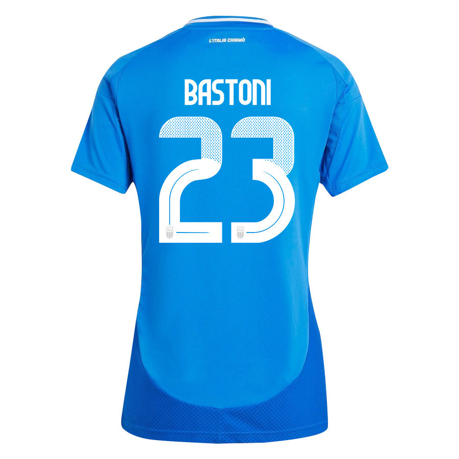 Alessandro Bastoni 23 Italy National Team 2024/25 Home Women Jersey - Blue