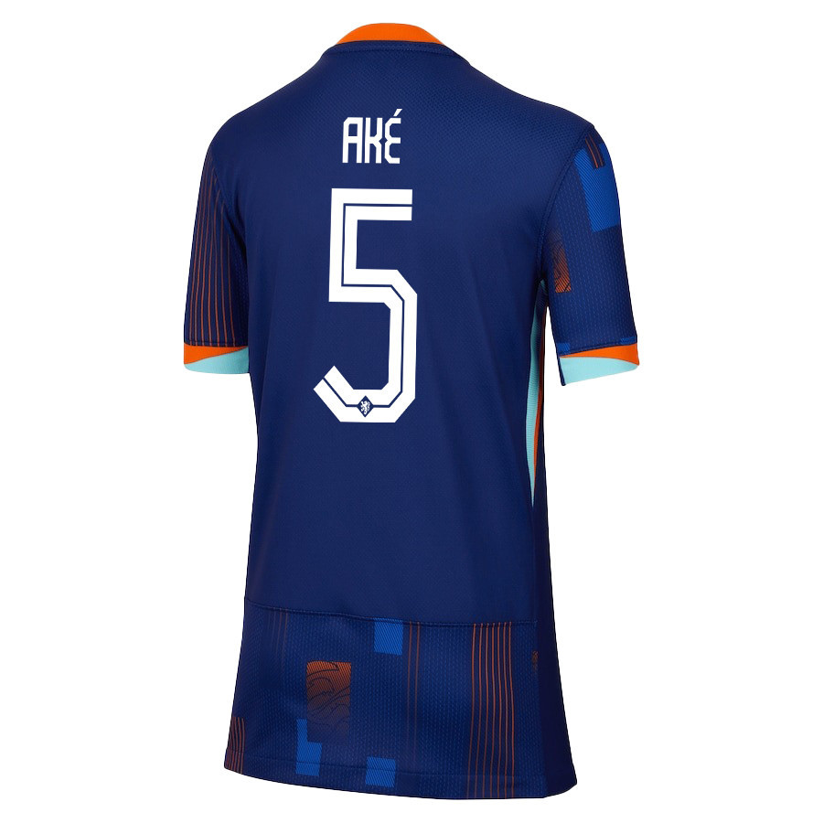 Nathan Aké 5 Netherlands National Team 2024/25 Away YOUTH Jersey - Navy