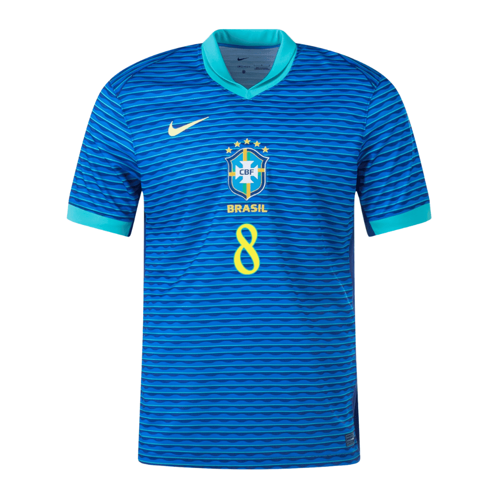 Lucas Paquetá 8 Brazil National Team 2024 Away Stadium Men Jersey - Blue