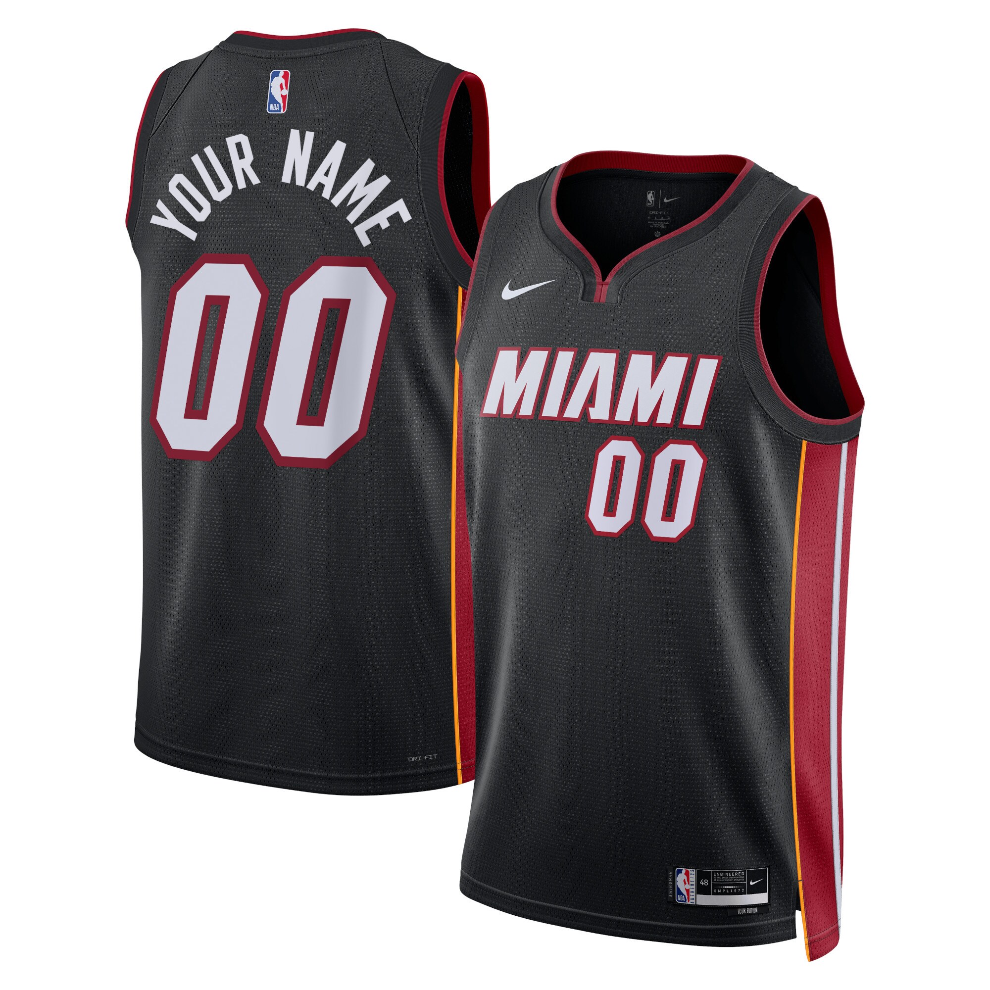 Miami Heat  Unisex Swingman Custom Jersey Black - Icon Edition