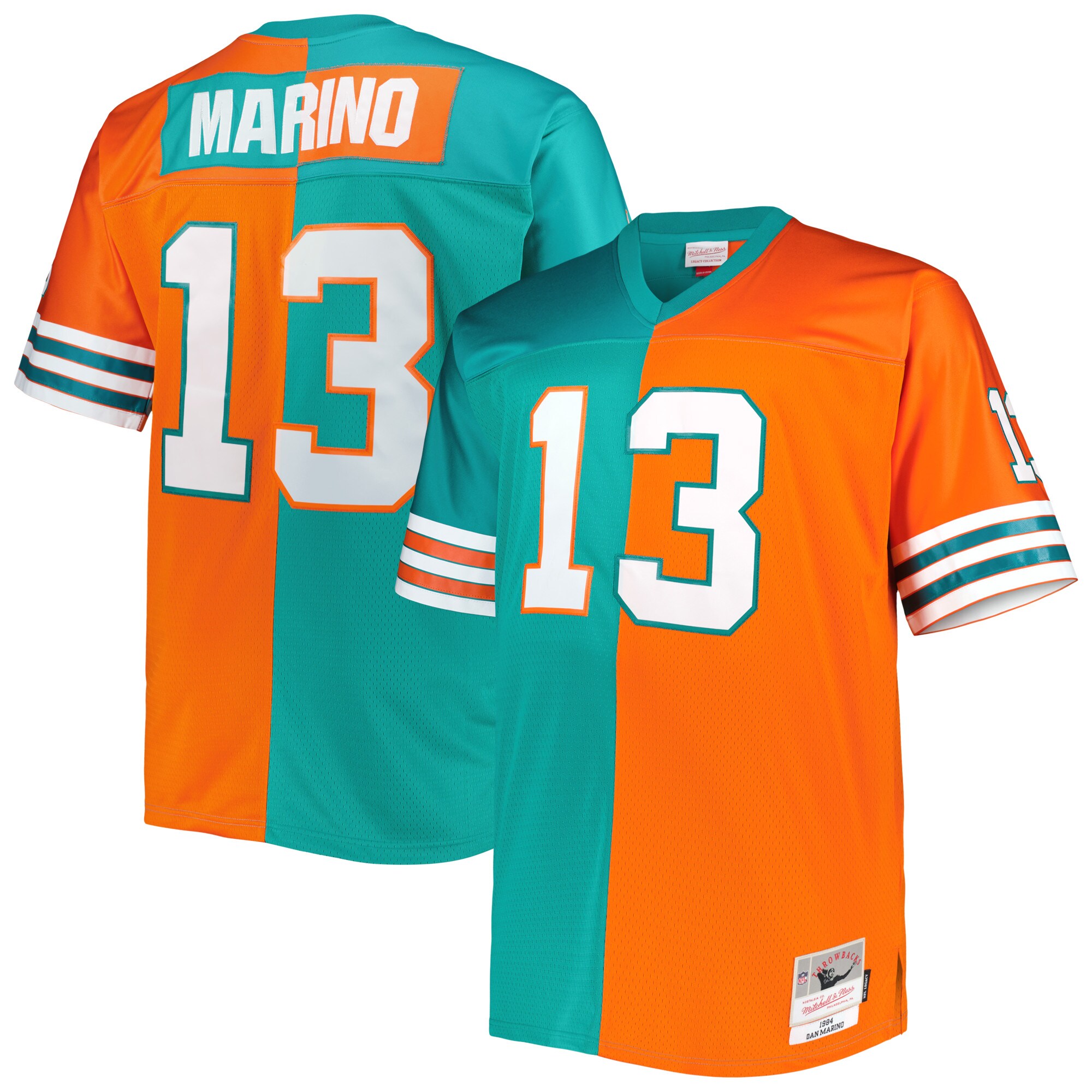 Dan Marino Miami Dolphins Mitchell & Ness Big & Tall Split Legacy Retired Player Replica Jersey - Aqua\/Orange
