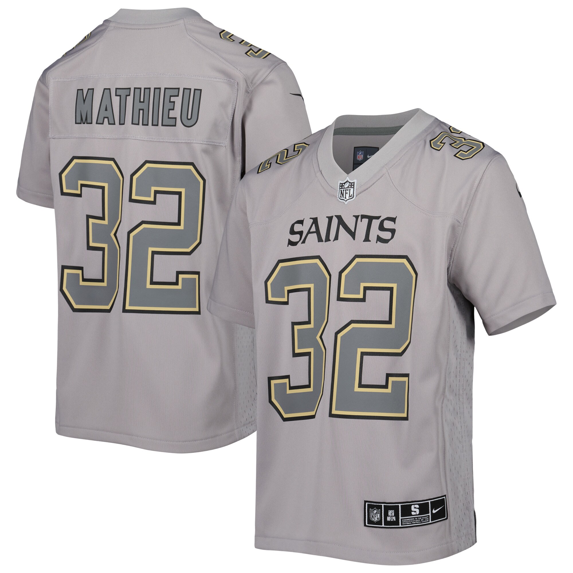 Tyrann Mathieu New Orleans Saints  Youth Atmosphere Game Jersey - Gray