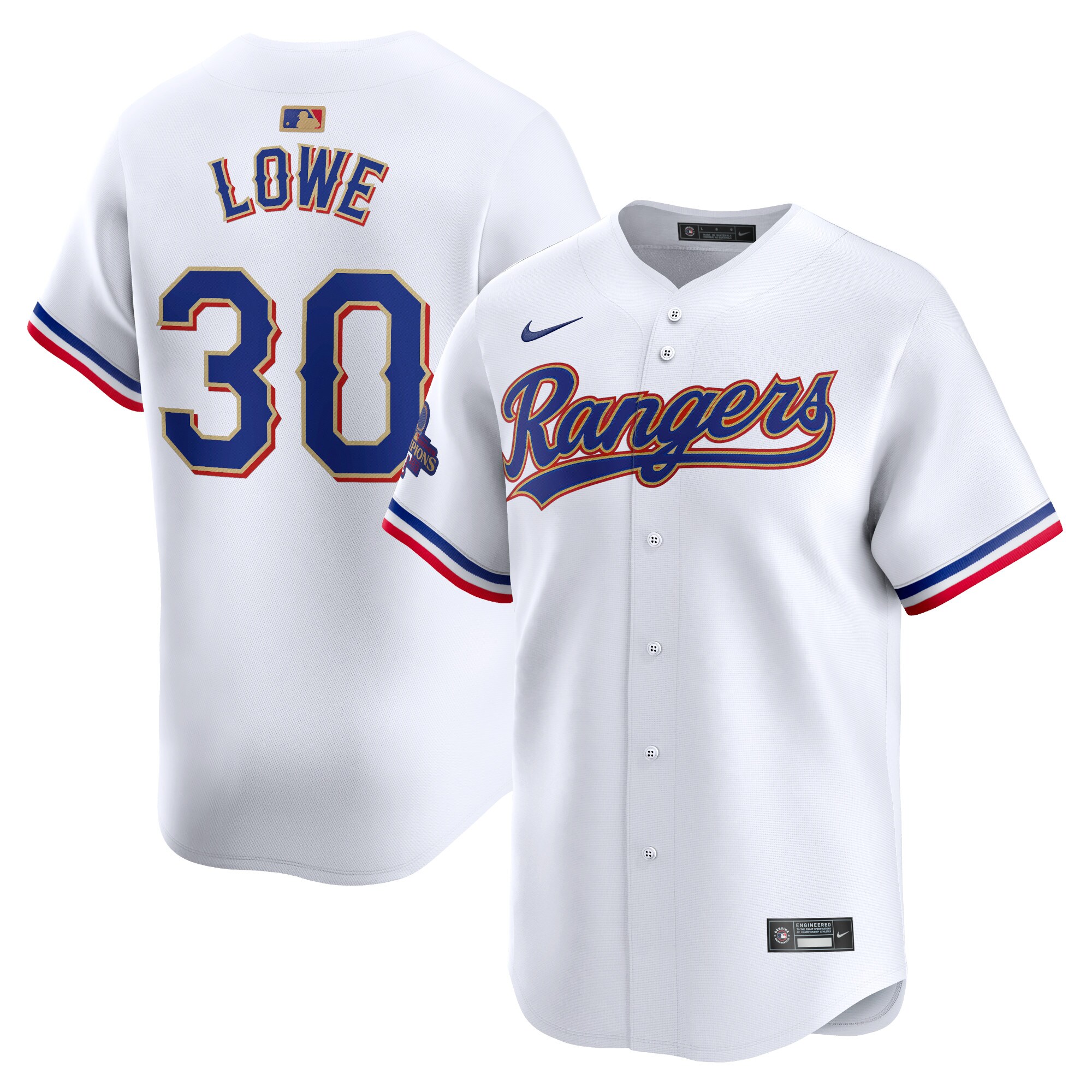 Nathaniel Lowe Texas Rangers  2024 Gold Collection Limited Player Jersey\u00c2\u00a0\u00e2\u20ac\u201c White