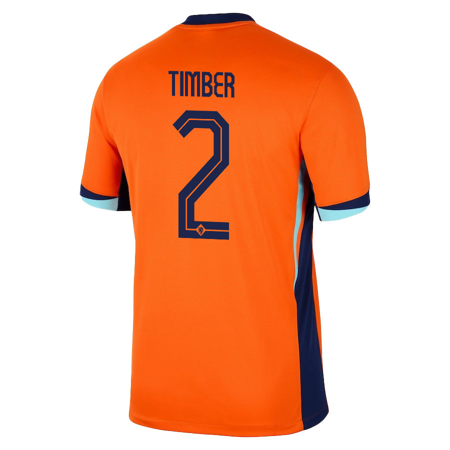 Jurriën Timber 2 Netherlands National Team 2024/25 Home Men Jersey - Orange