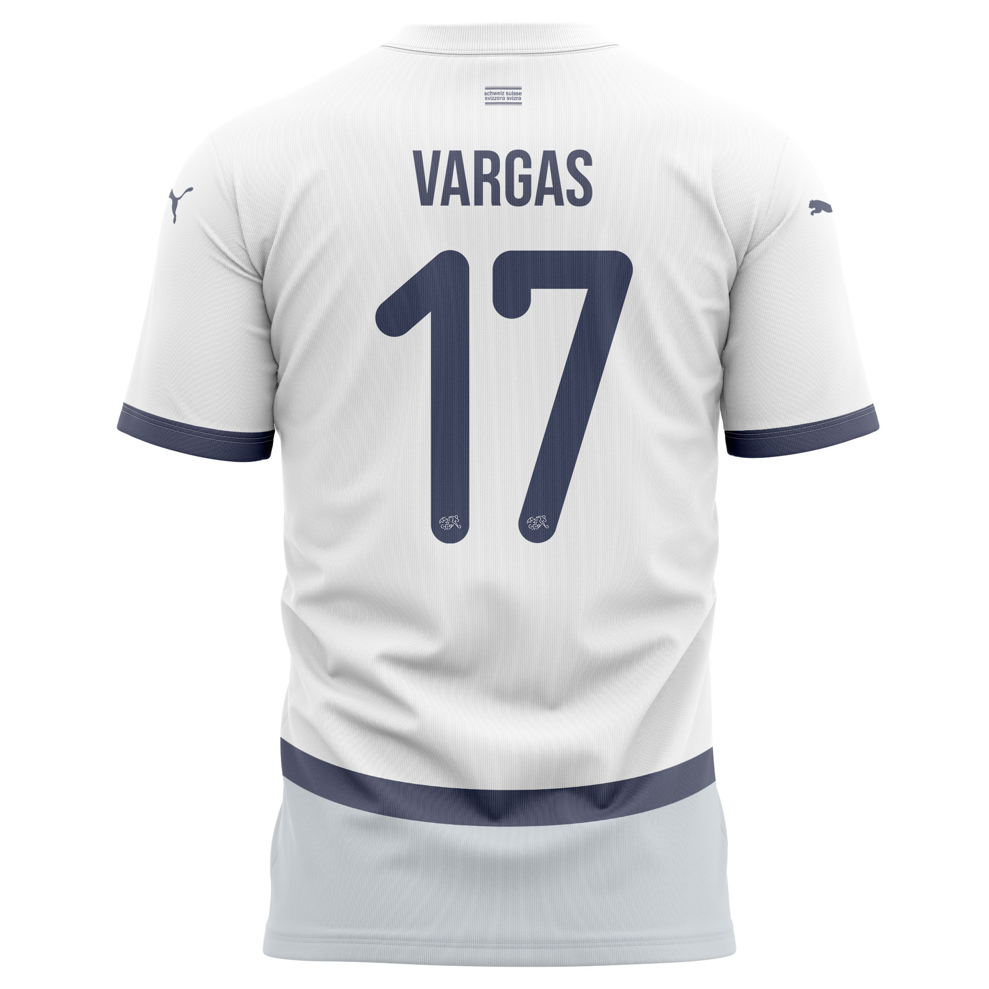Ruben Vargas 17 Switzerland National Team 2024/25 Away Kits AOP T-shirt - White