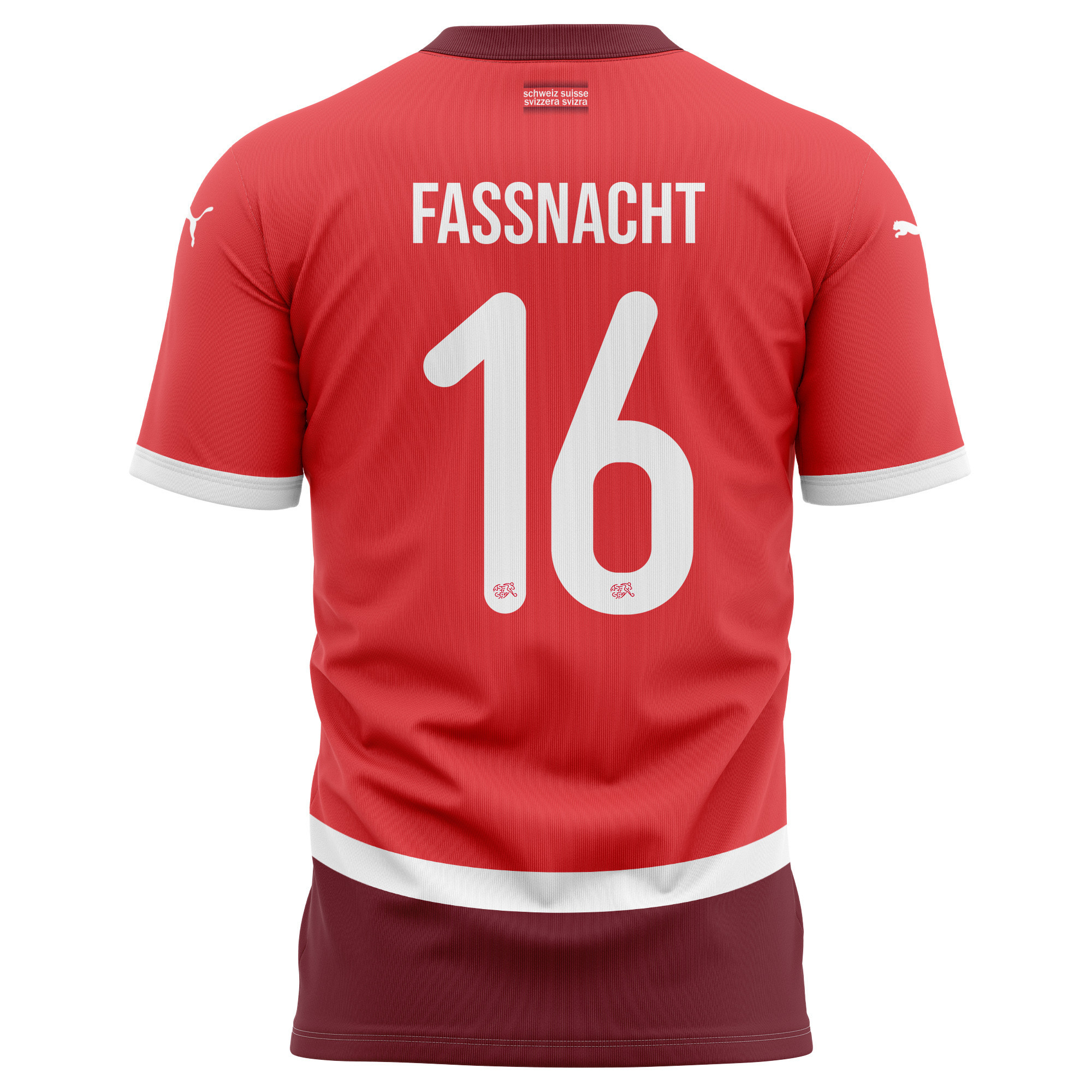 Christian Fassnacht 16 Switzerland National Team 2024/25 Home Kits AOP T-shirt - Red