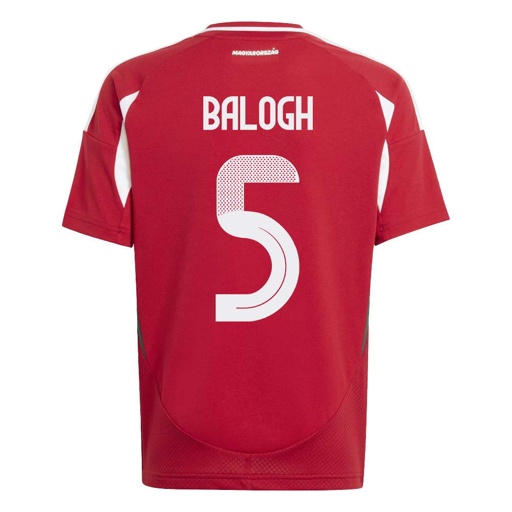 Botond Balogh 5 Hungary National Team 2024/25 Home YOUTH Jersey - Red