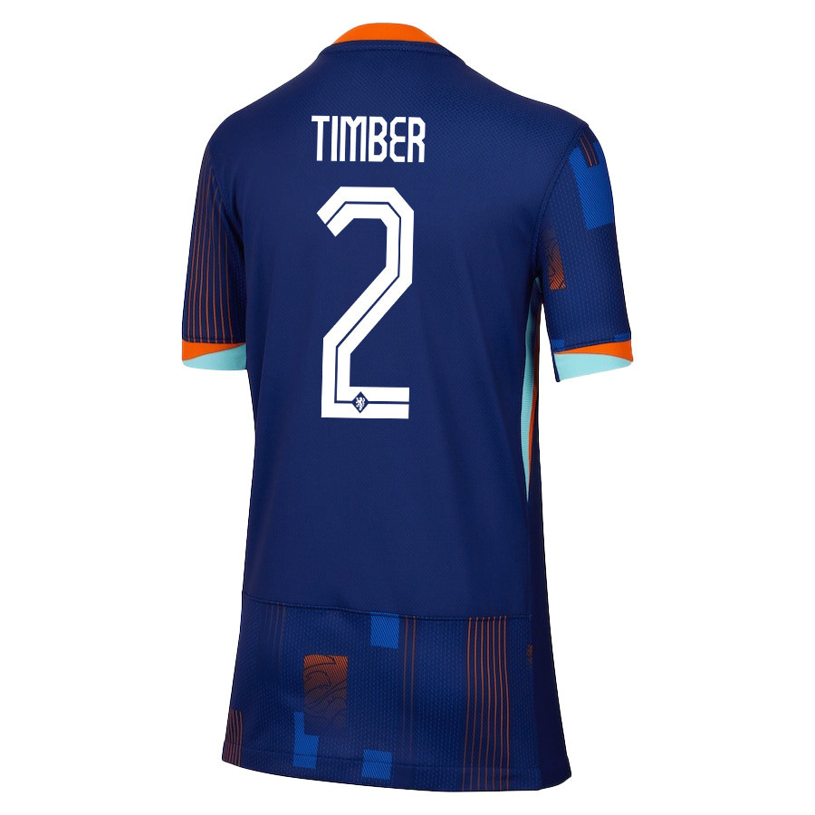 Jurriën Timber 2 Netherlands National Team 2024/25 Away YOUTH Jersey - Navy