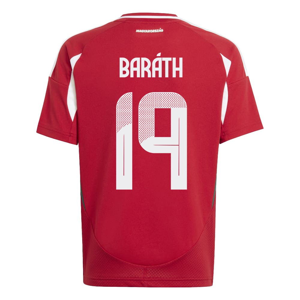 Péter Baráth 19 Hungary National Team 2024/25 Home YOUTH Jersey - Red