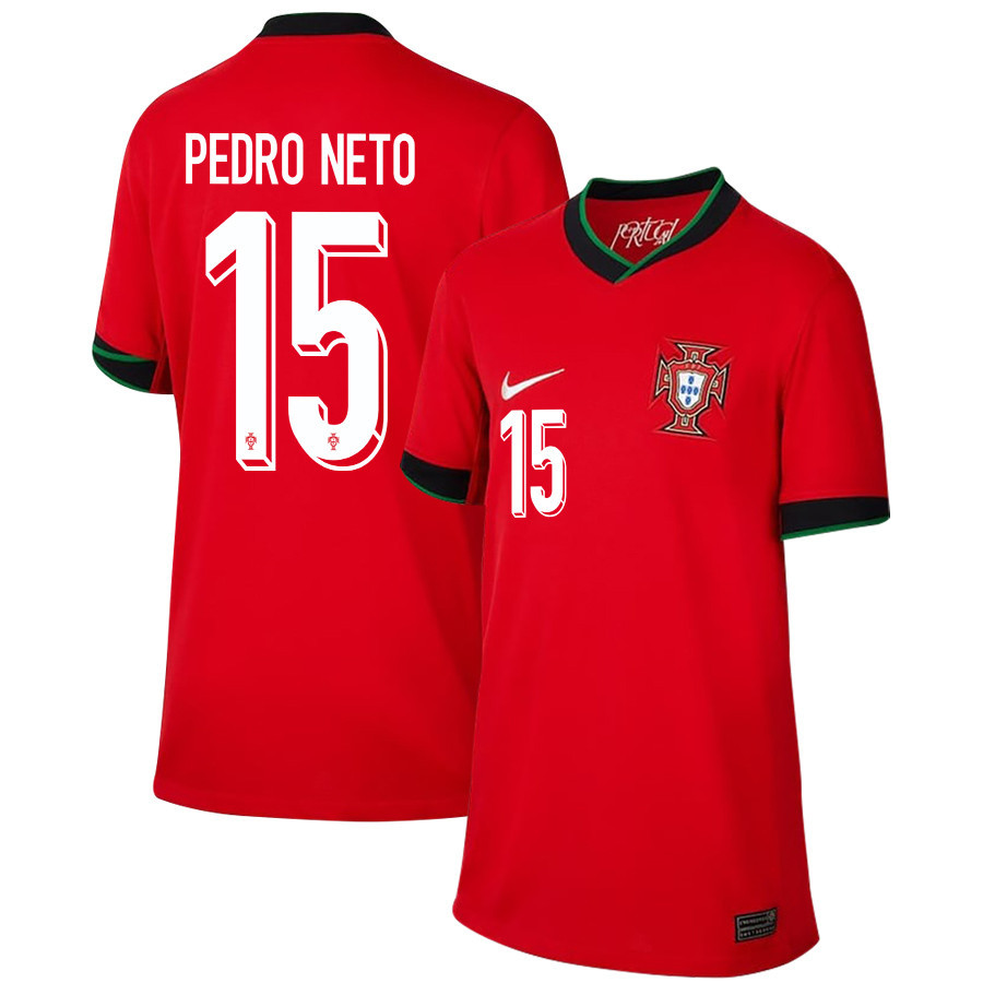 Pedro Neto 15 Portugal National Team 2024/25 Home YOUTH Jersey - Red