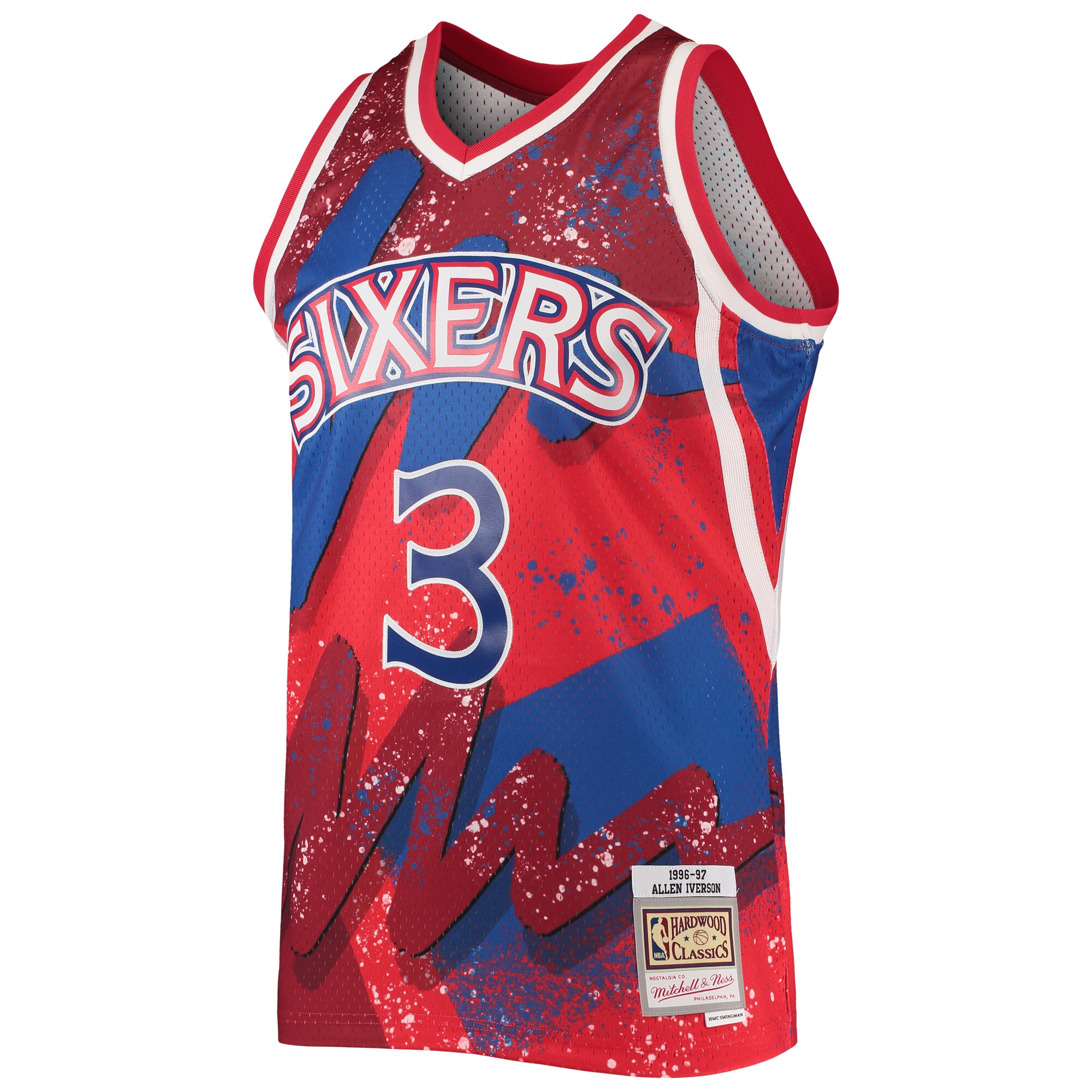 Allen Iverson Philadelphia 76ers Mitchell & Ness Hardwood Classics 1996\/97 Hyper Hoops Swingman Jersey - Red