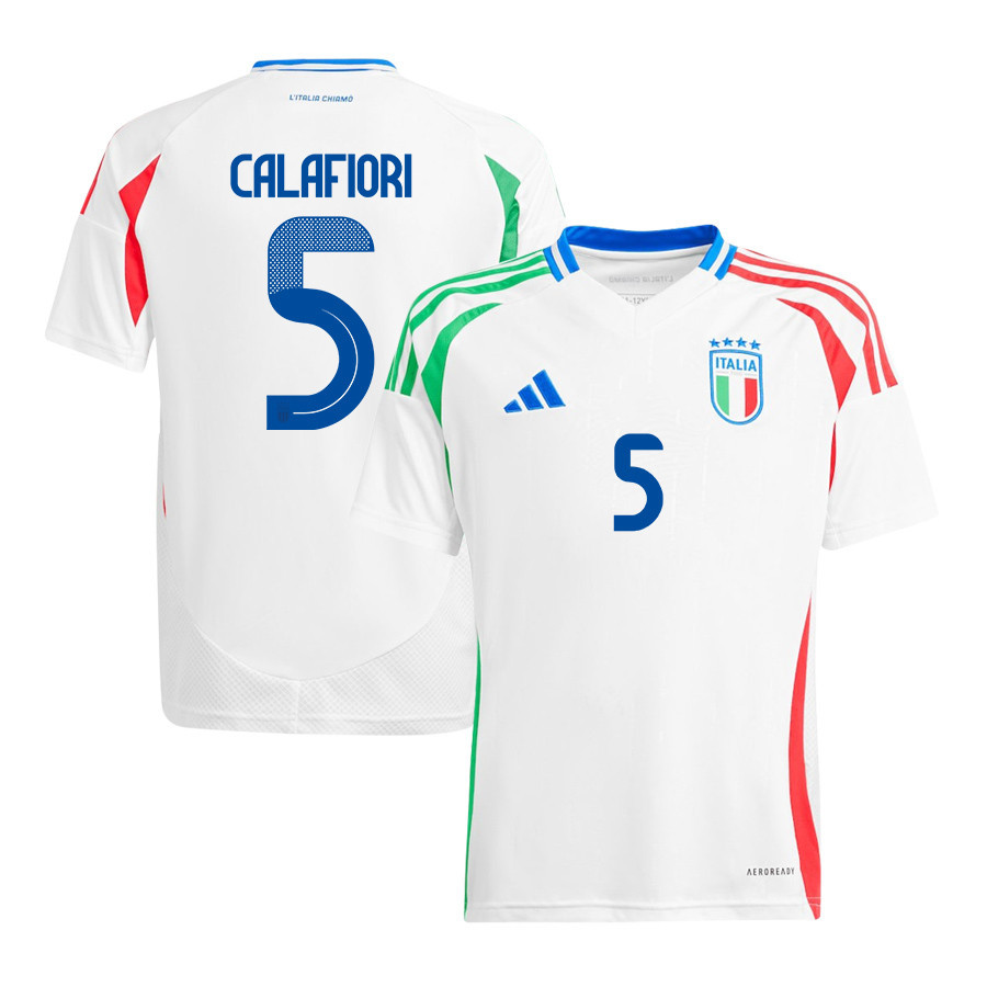 Riccardo Calafiori 5 Italy National Team 2024/25 Away YOUTH Jersey - White
