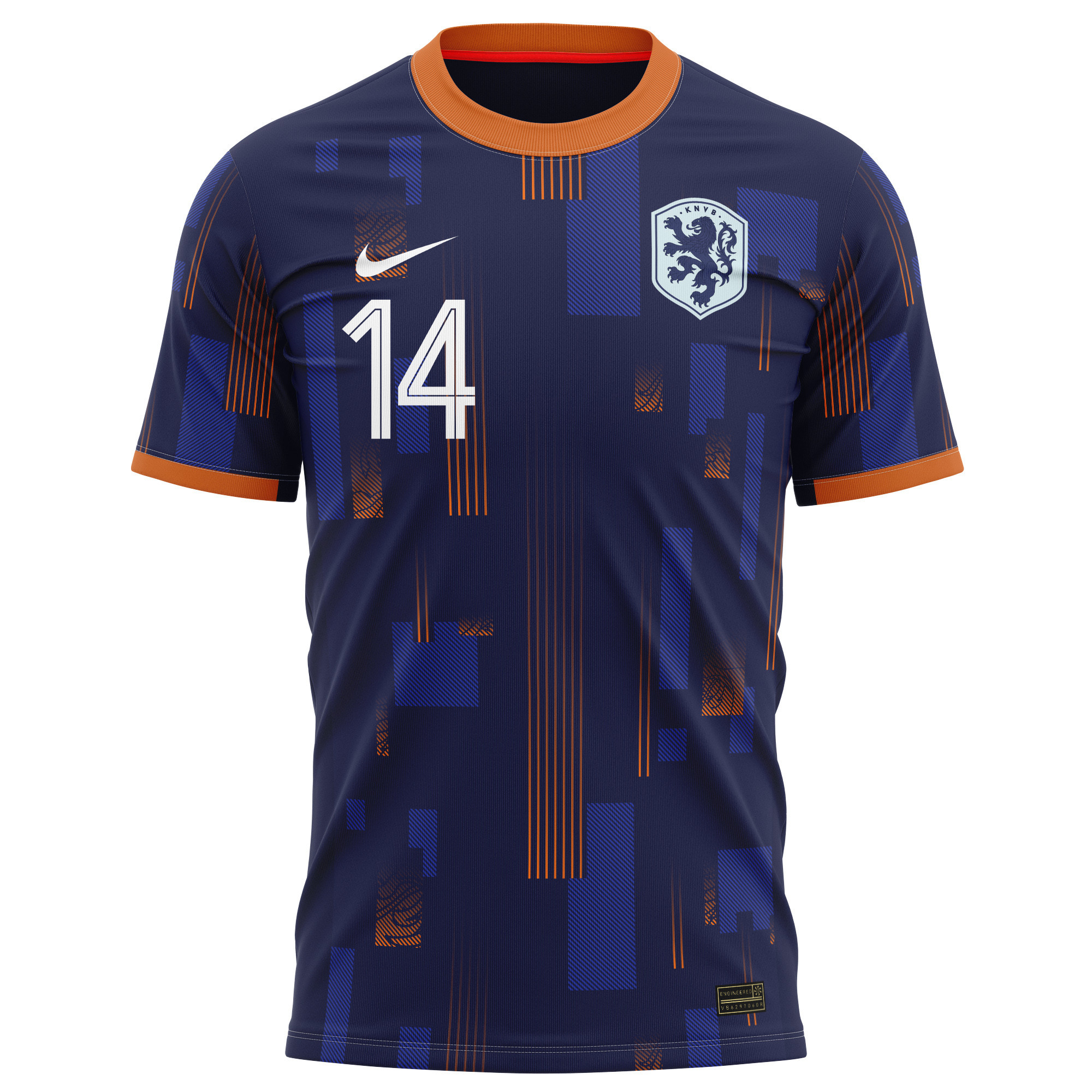 Davy Klaassen 14 Netherlands National Team 2024 Away Kits AOP T-shirt - Navy