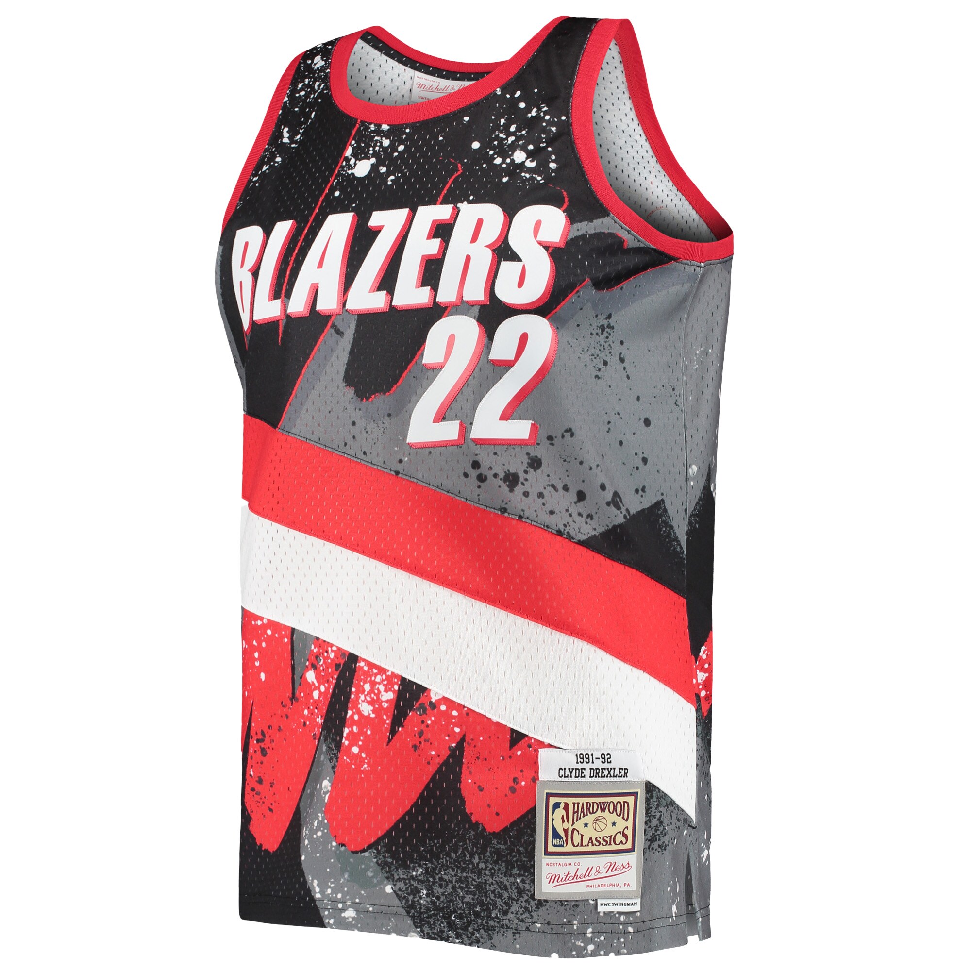 Clyde Drexler Portland Trail Blazers Mitchell & Ness Hardwood Classics 1991\/92 Hyper Hoops Swingman Jersey - Black