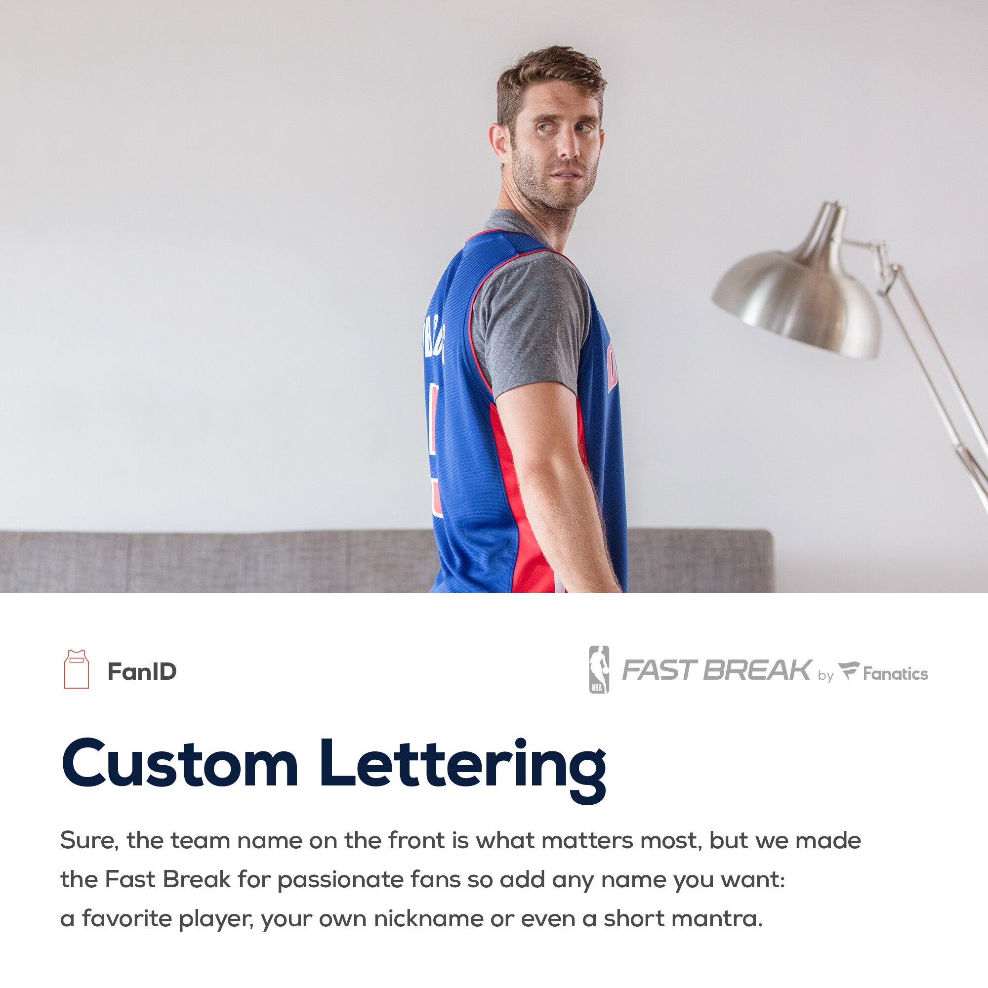 Detroit Pistons Fanatics Fast Break Custom Replica Jersey Blue - Icon Edition