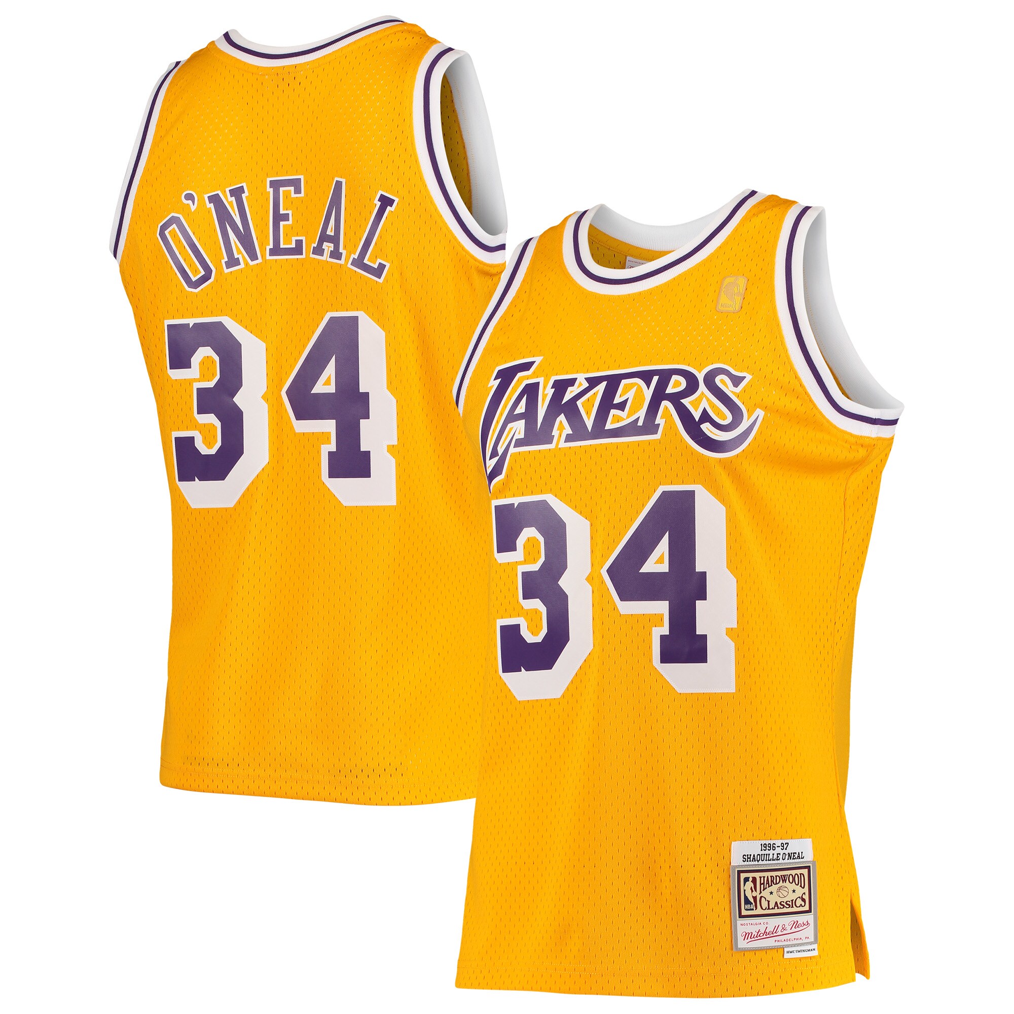 Shaquille O'Neal Los Angeles Lakers Mitchell & Ness 1996\/97 Hardwood Classics Swingman Jersey - Gold