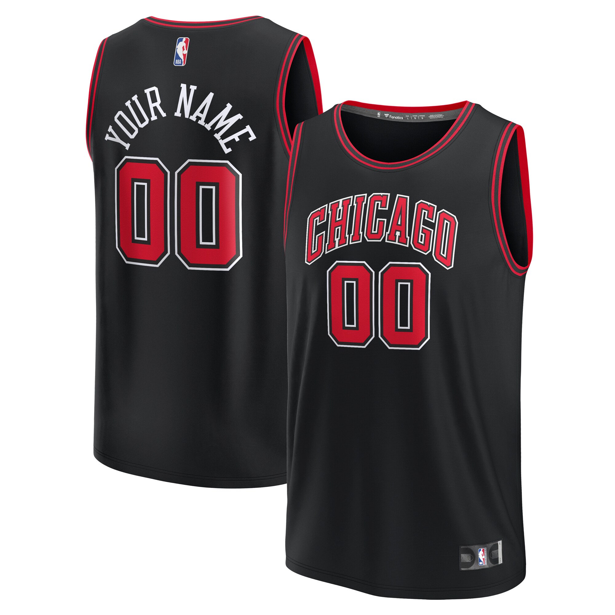 Chicago Bulls Fanatics Youth Fast Break Replica Custom Jersey - Statement Edition - Black