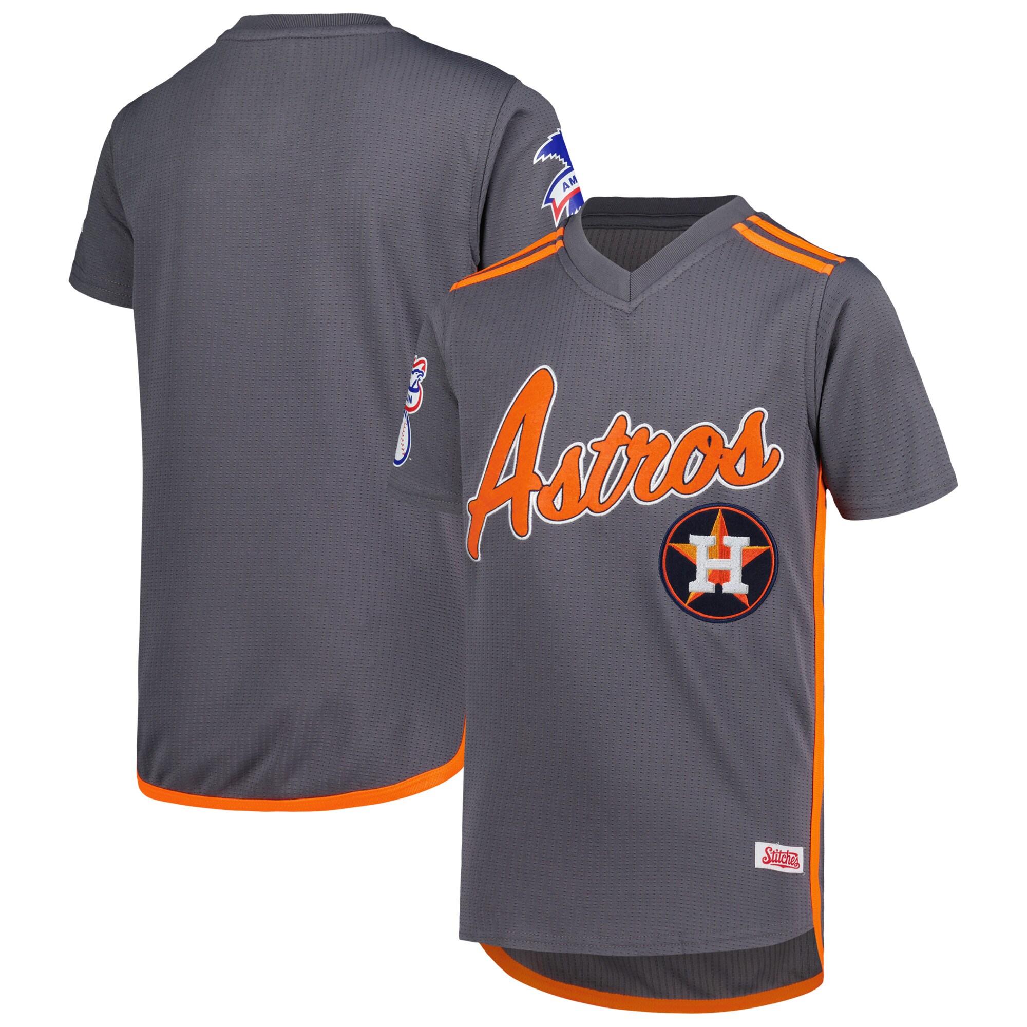 Houston Astros Stitches Youth Team V-Neck Jersey - Charcoal
