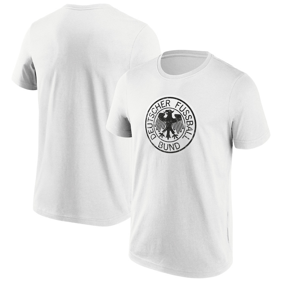 Germany National Team Distressed Retro Logo Graphic T-Shirt - White