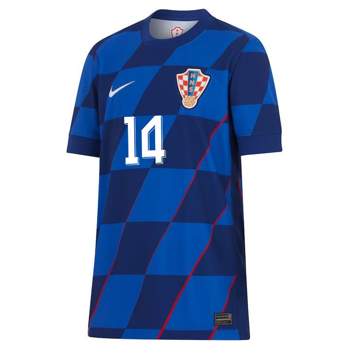Josip Brekalo 14 Signed Croatia National Team 2024 Away YOUTH Jersey Autographed - Navy
