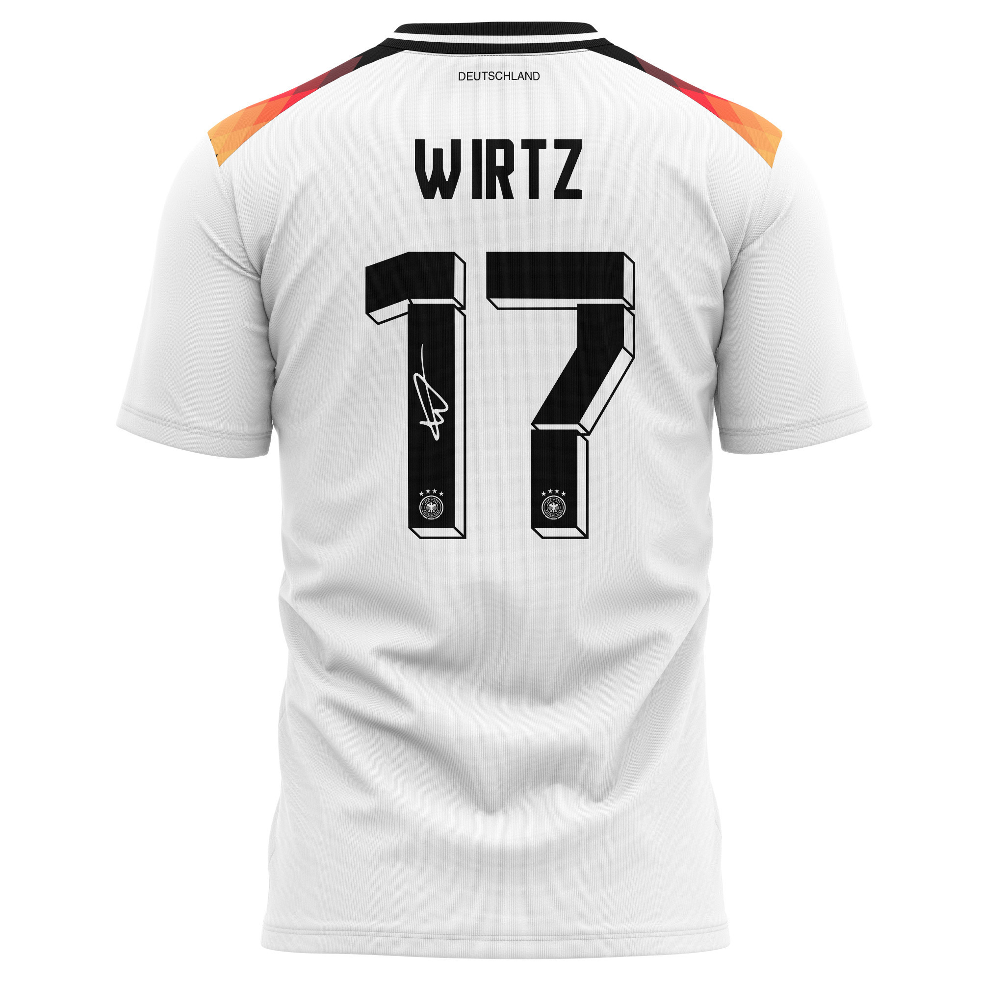 Florian Wirtz 17 Signed Germany National Team 2024 Home Kits AOP T-shirt Autographed- White