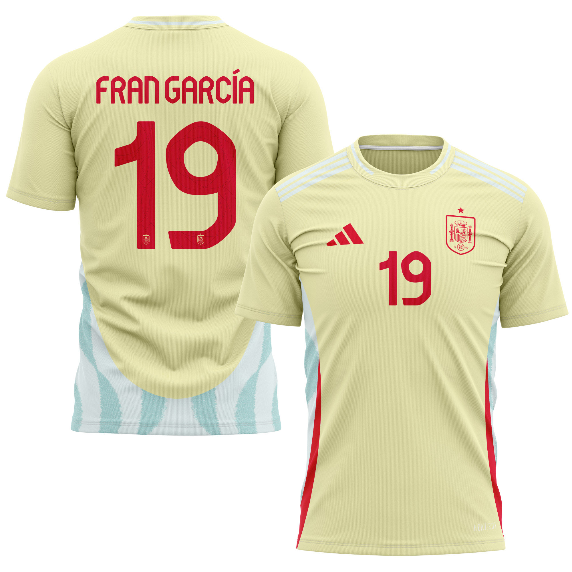 Fran García 19 Spain National Team 2024 Away Kits AOP T-shirt - Yellow