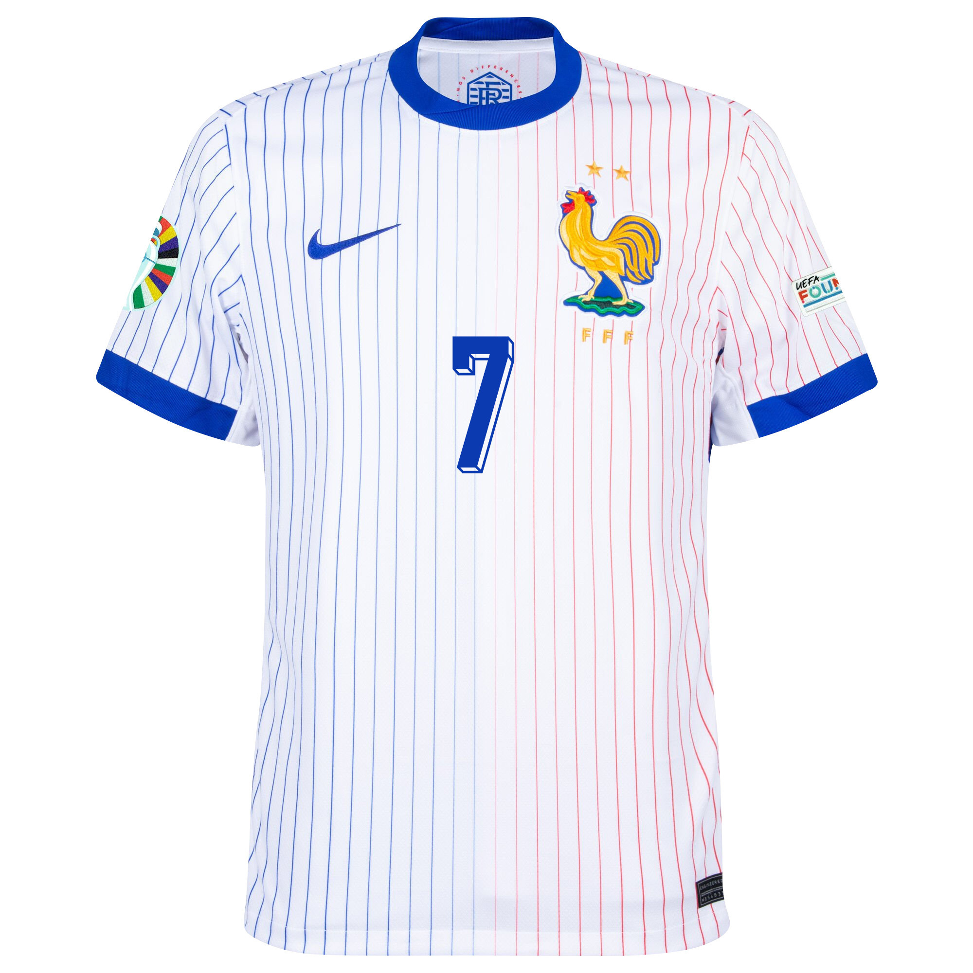 Antoine Griezmann 7 France National Team 2024/25 Away Jersey - Euro UEFA Patch - Men, White