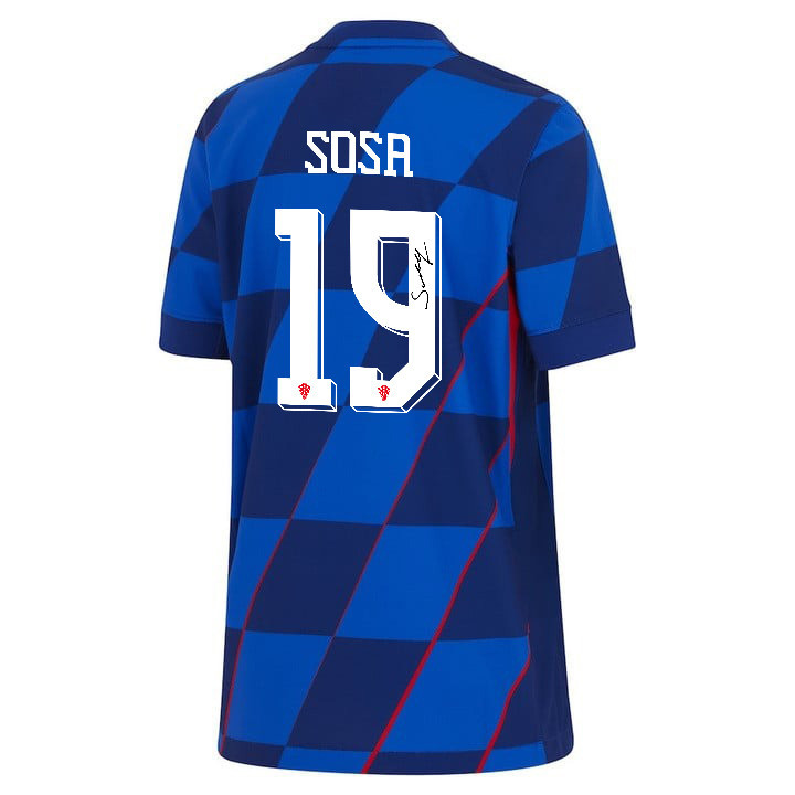 Borna Sosa 19 Signed Croatia National Team 2024 Away YOUTH Jersey Autographed - Navy