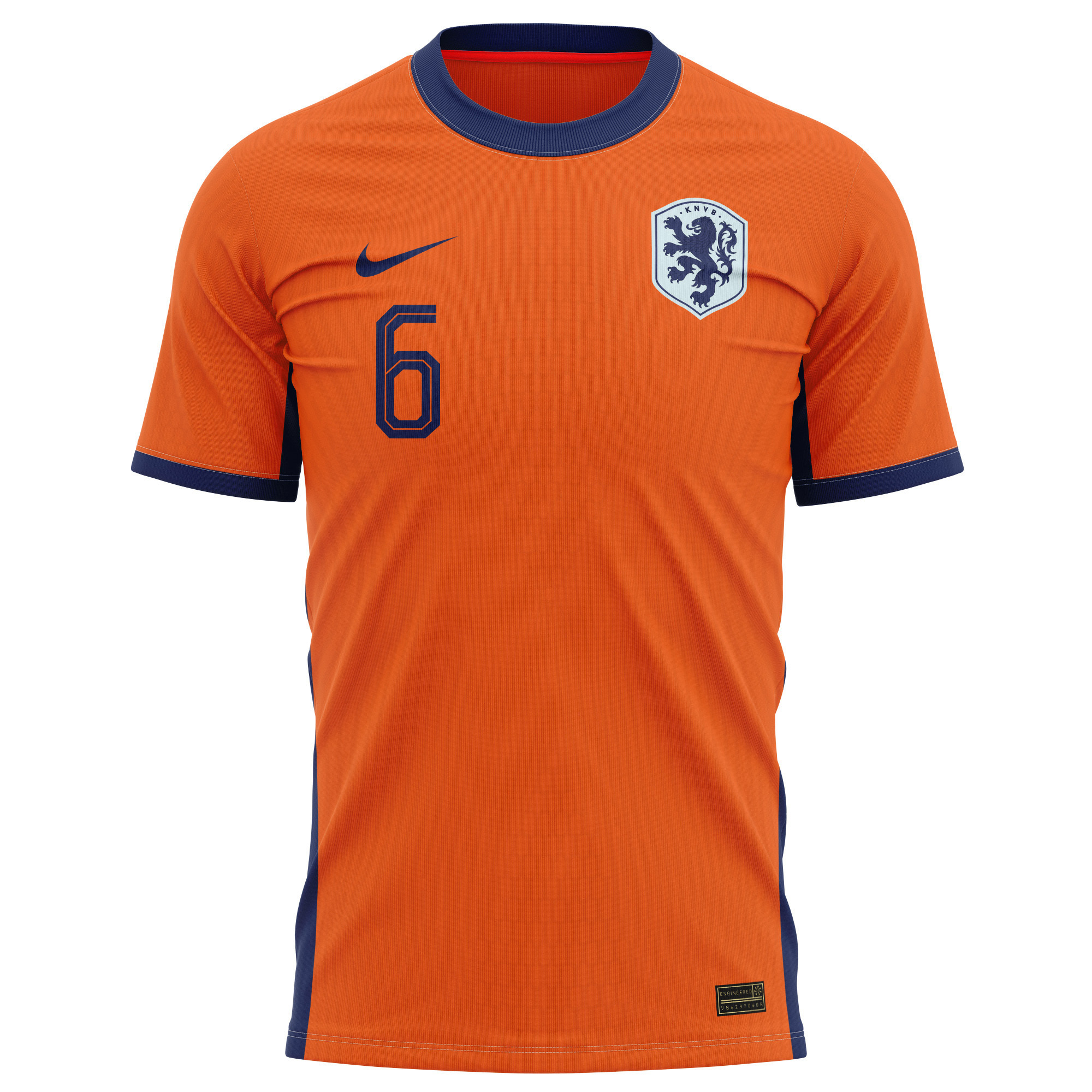 Kenneth Taylor 6 Netherlands National Team 2024 Home Kits AOP T-shirt - Orange