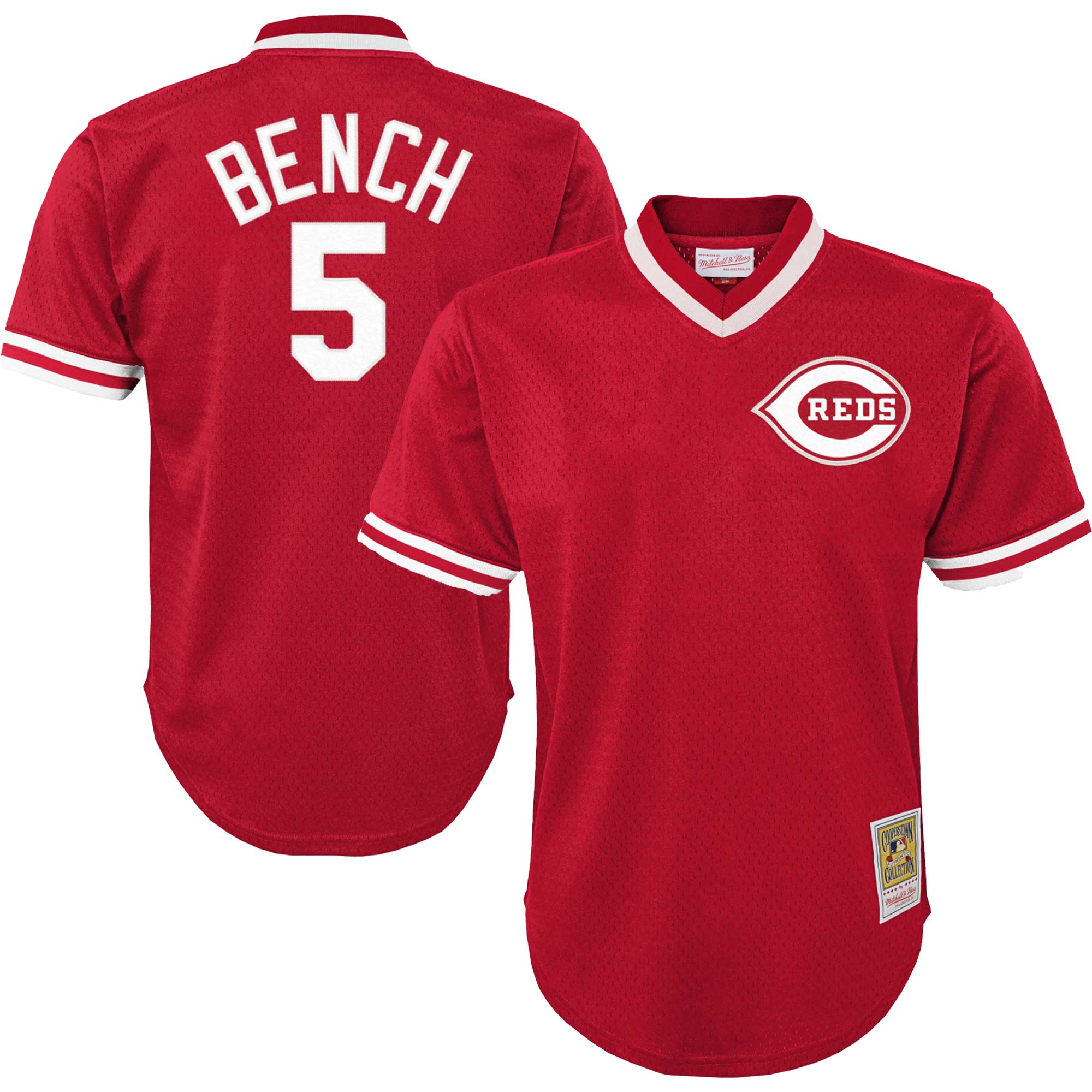 Johnny Bench Cincinnati Reds Mitchell & Ness Youth Cooperstown Collection\u00c2\u00a0Mesh Batting Practice Jersey - Red