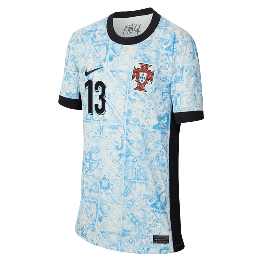João Neves 13 Portugal National Team 2024/25 Away YOUTH Jersey - Cream/Blue