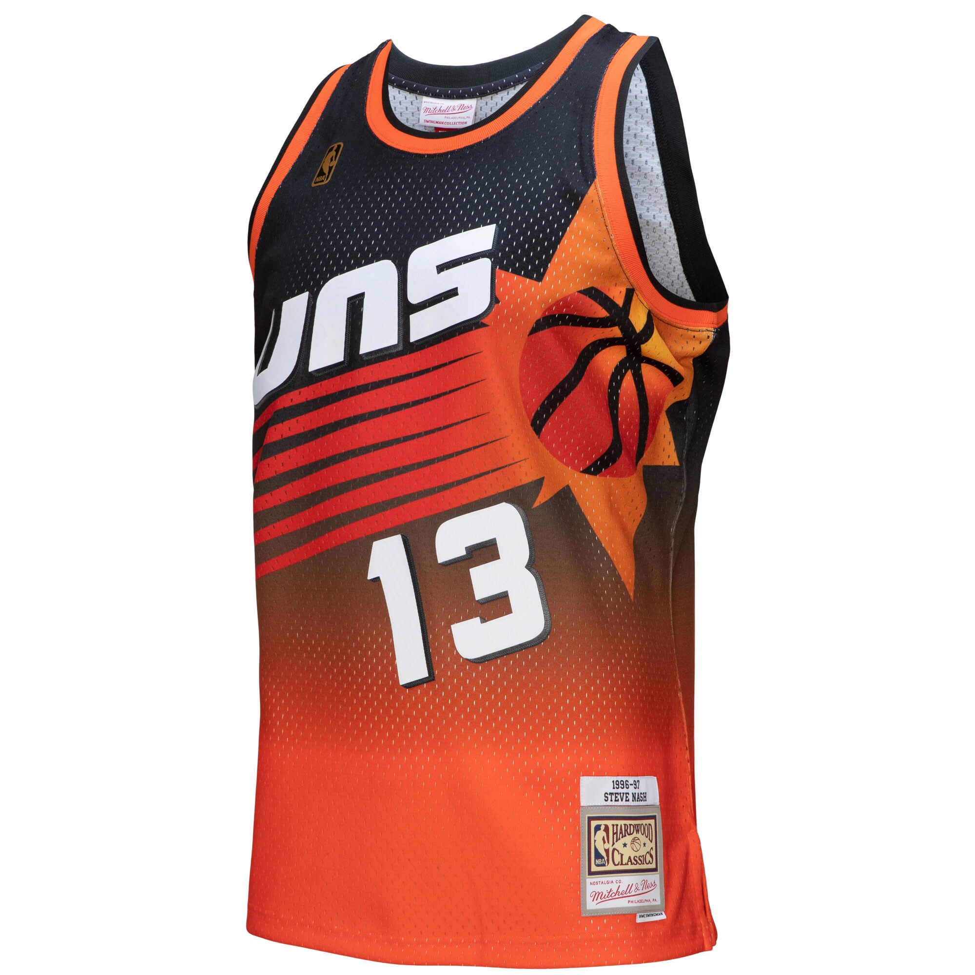 Steve Nash Phoenix Suns Mitchell & Ness 1996\/97 Hardwood Classics Fadeaway Swingman Player Jersey - Orange\/Black