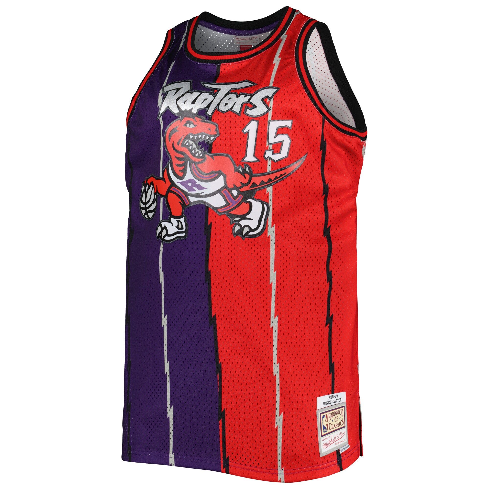 Vince Carter Toronto Raptors Mitchell & Ness Big & Tall Hardwood Classics 1998\/99 Split Swingman Jersey - Purple\/Red