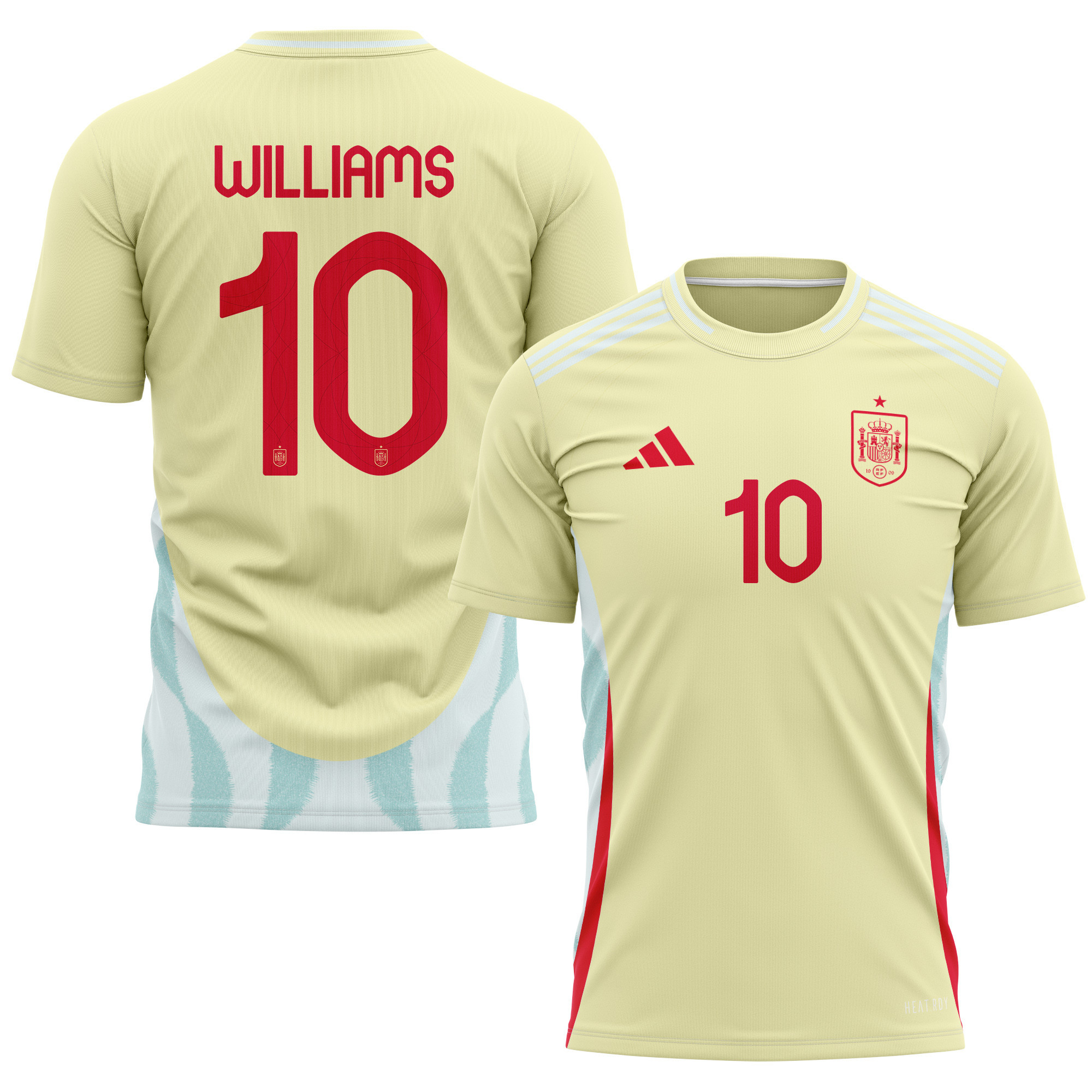 Nico Williams 10 Spain National Team 2024 Away Kits AOP T-shirt - Yellow