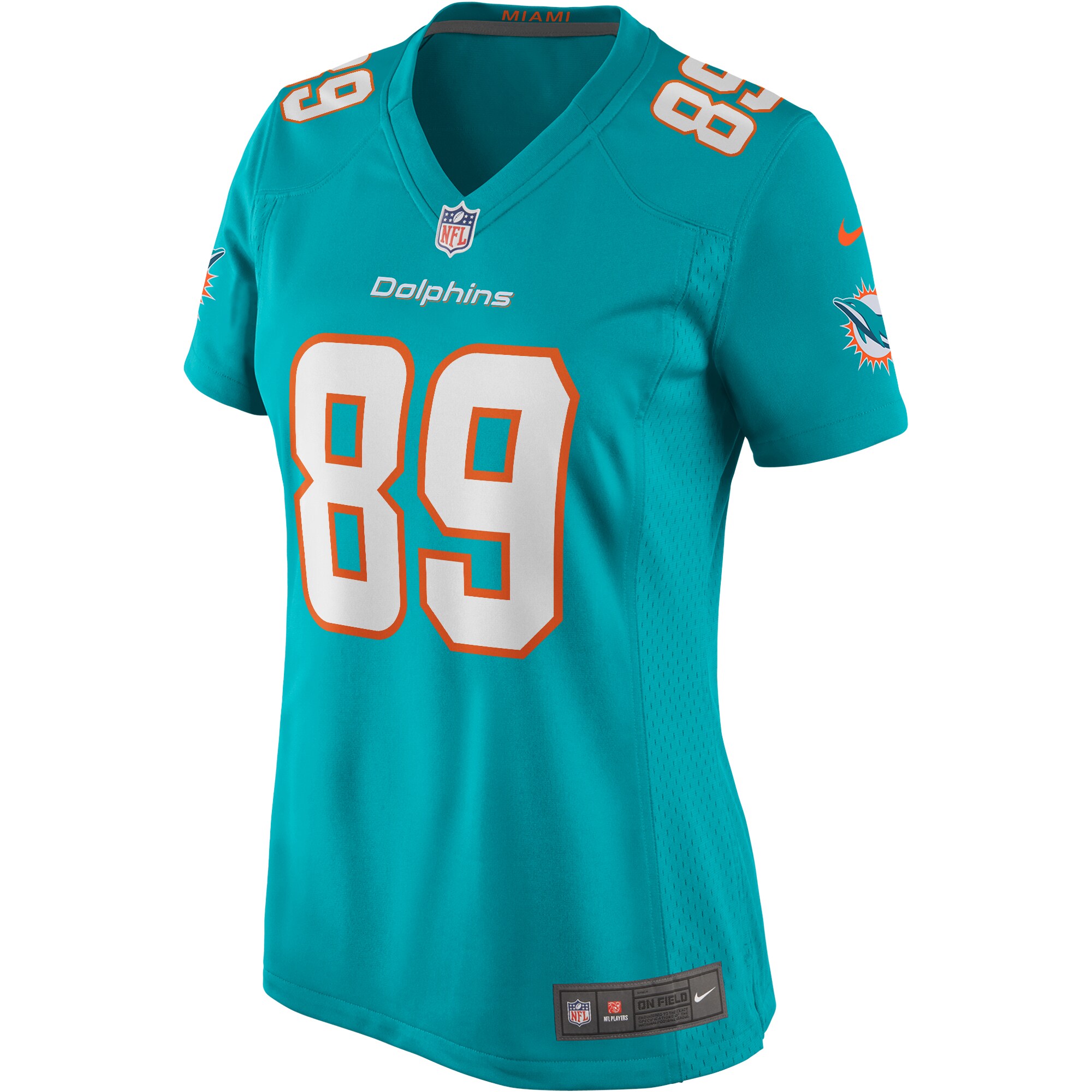 Nat Moore Miami Dolphins  Women's Game Retired Player Jersey - Aqua
