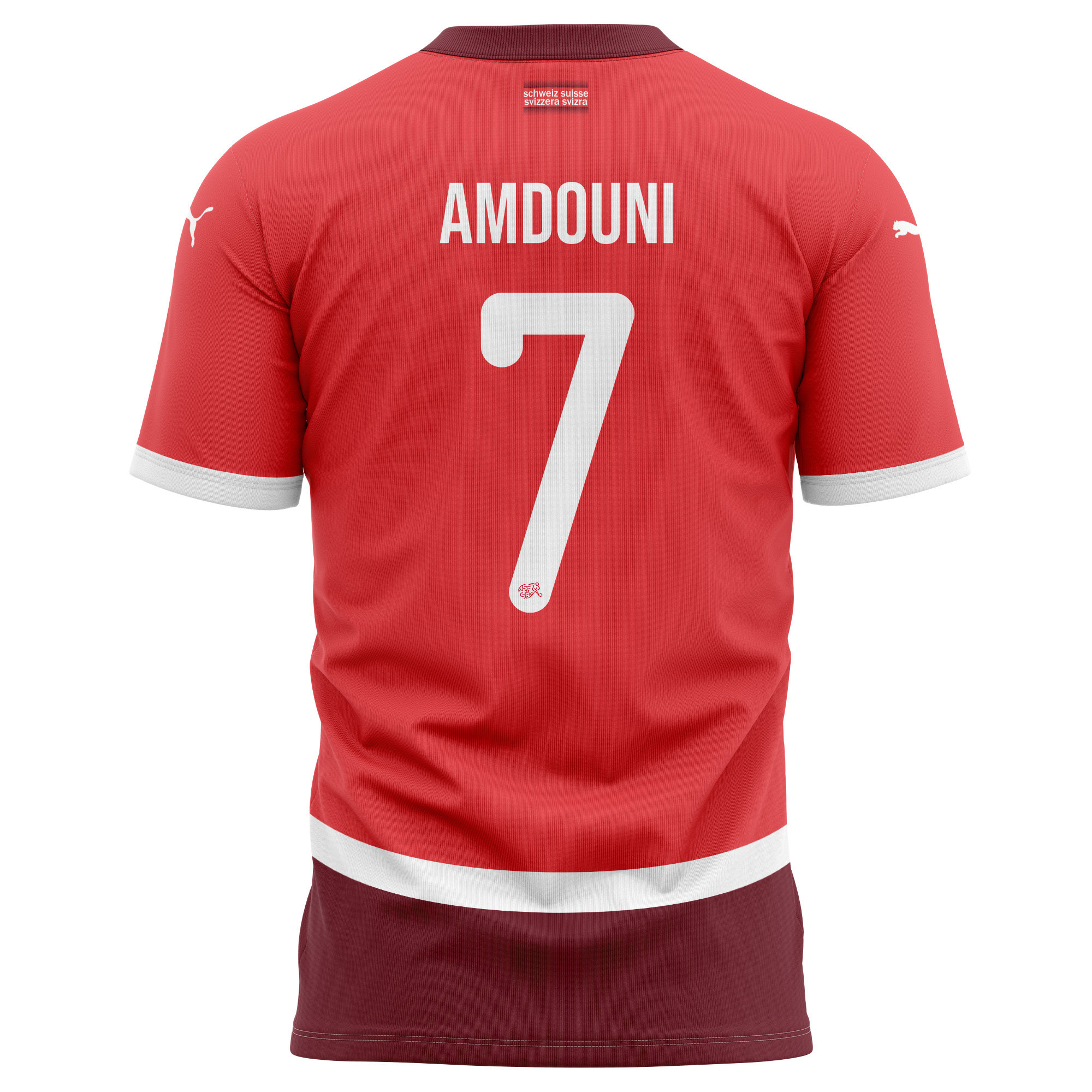 Zeki Amdouni 7 Switzerland National Team 2024/25 Home Kits AOP T-shirt - Red