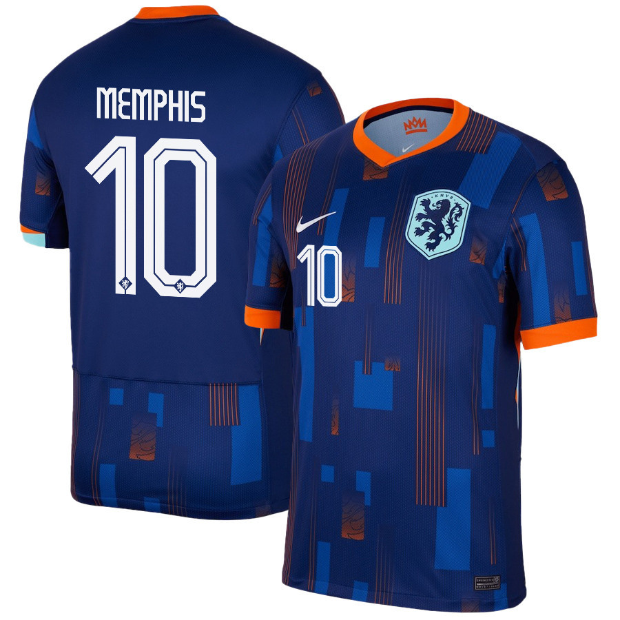 Memphis Depay 10 Netherlands National Team 2024/25 Away Men Jersey - Navy