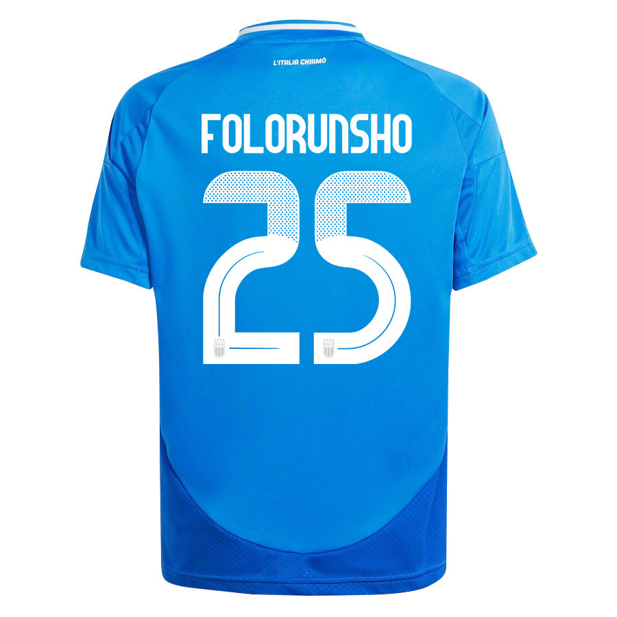 Michael Folorunsho 25 Italy National Team 2024/25 Home YOUTH Jersey - Blue