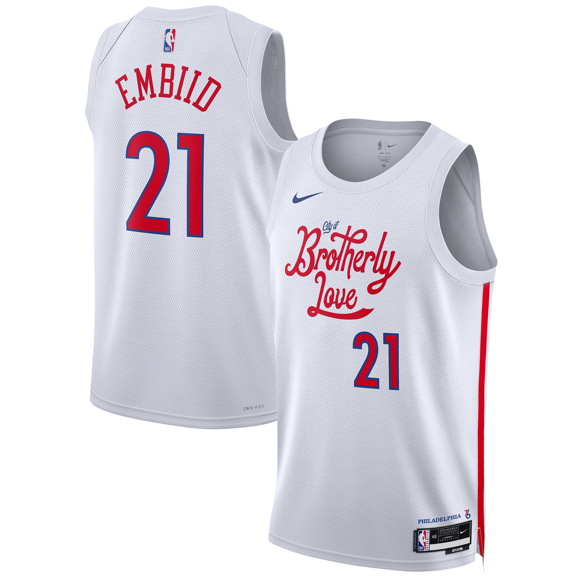 Joel Embiid Philadelphia 76ers  Unisex 2022\/23 Swingman Jersey - City Edition - White