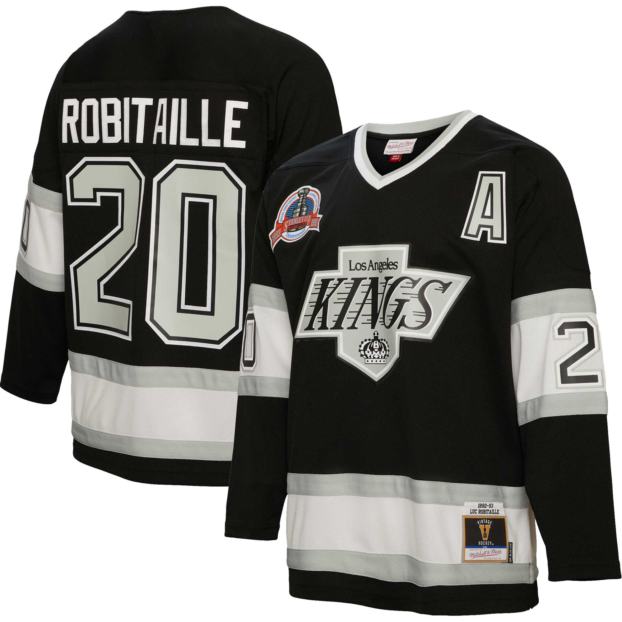 Luc Robitaille Los Angeles Kings Mitchell & Ness Alternate Captain Patch 1992\/93 Blue Line Player Jersey - Black